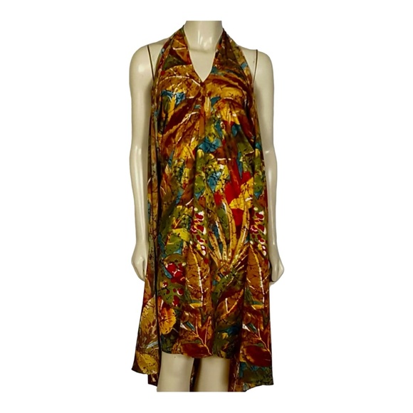 SOFT SURROUNDINGS multi-colored halter open back summer Tassel dress SZ Medium - Picture 3 of 4